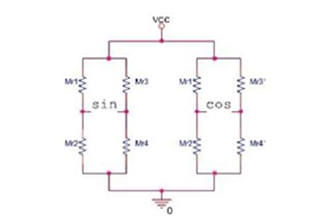 磁阻元件构成的磁阻传感器等效图