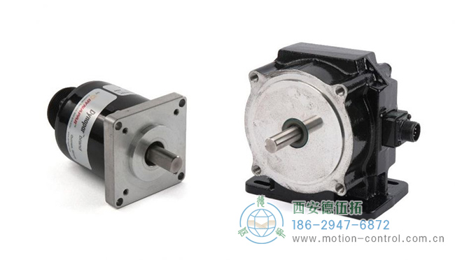 图 1：编码器安装座可以是安装法兰（左）或底脚安装座（右）。