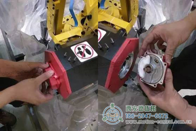 图为点检机器人上的编码器定期维护保养照片